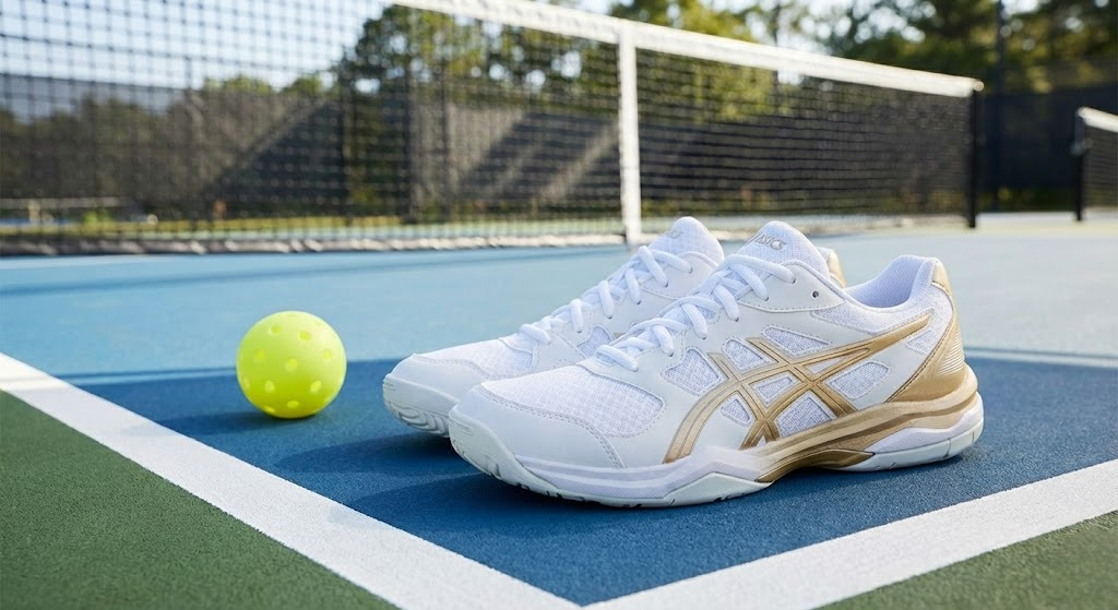 Giày pickleball Asics Upcourt 6 white champagne