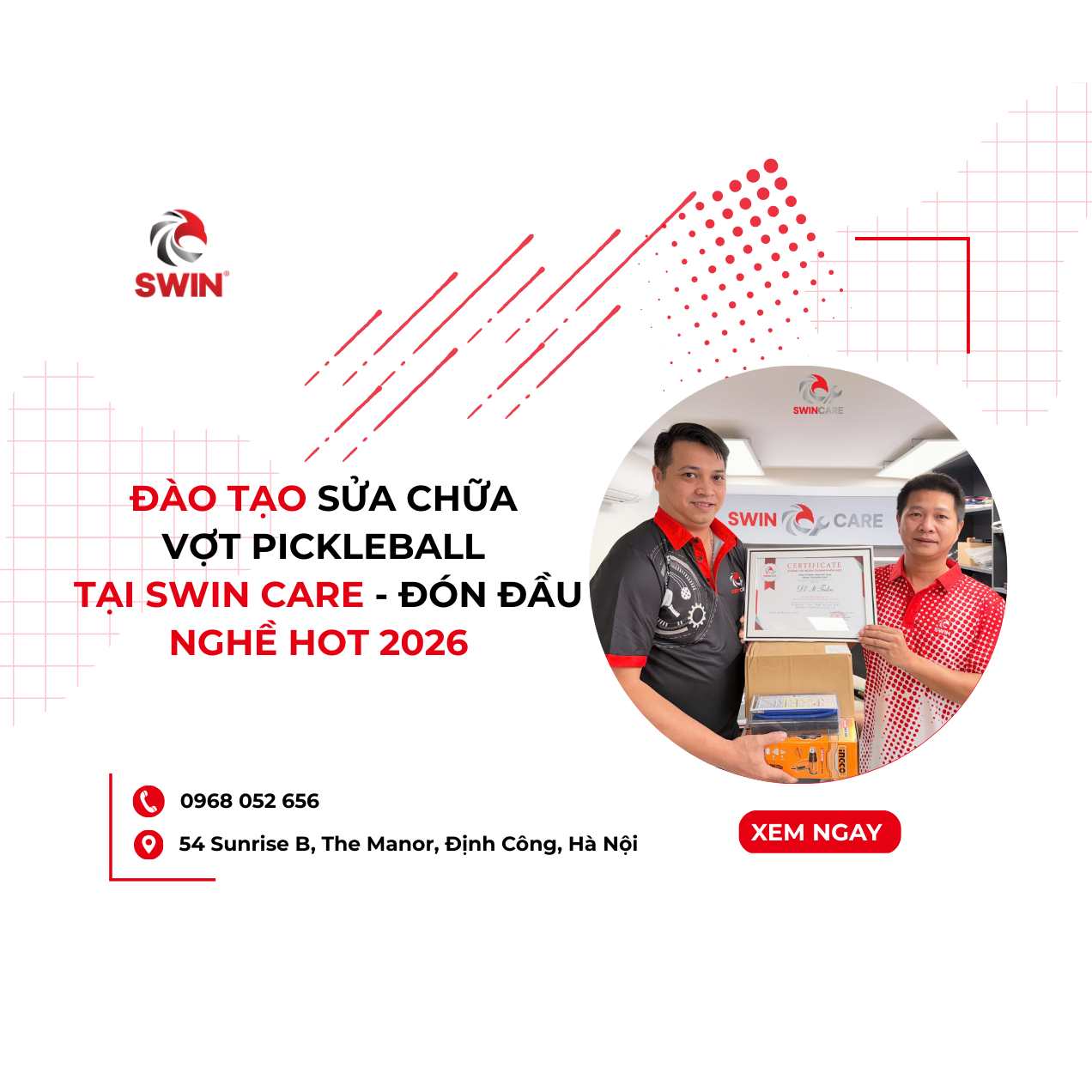 Đào Tạo Sửa Chữa Vợt Pickleball Tại Swin Care – Đón Đầu Nghề Kỹ Thuật 2026