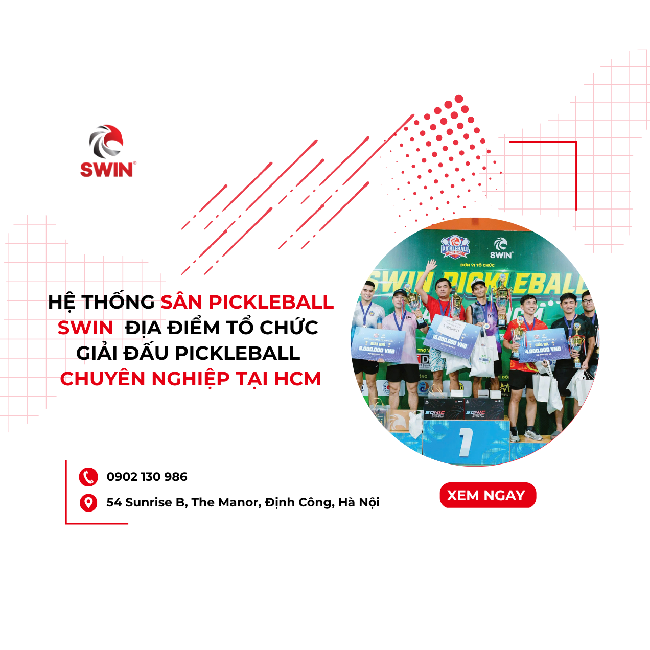 Hệ thống sân Pickleball Swin: Địa điểm tổ chức giải đấu Pickleball tại TP.Hồ Chí Minh