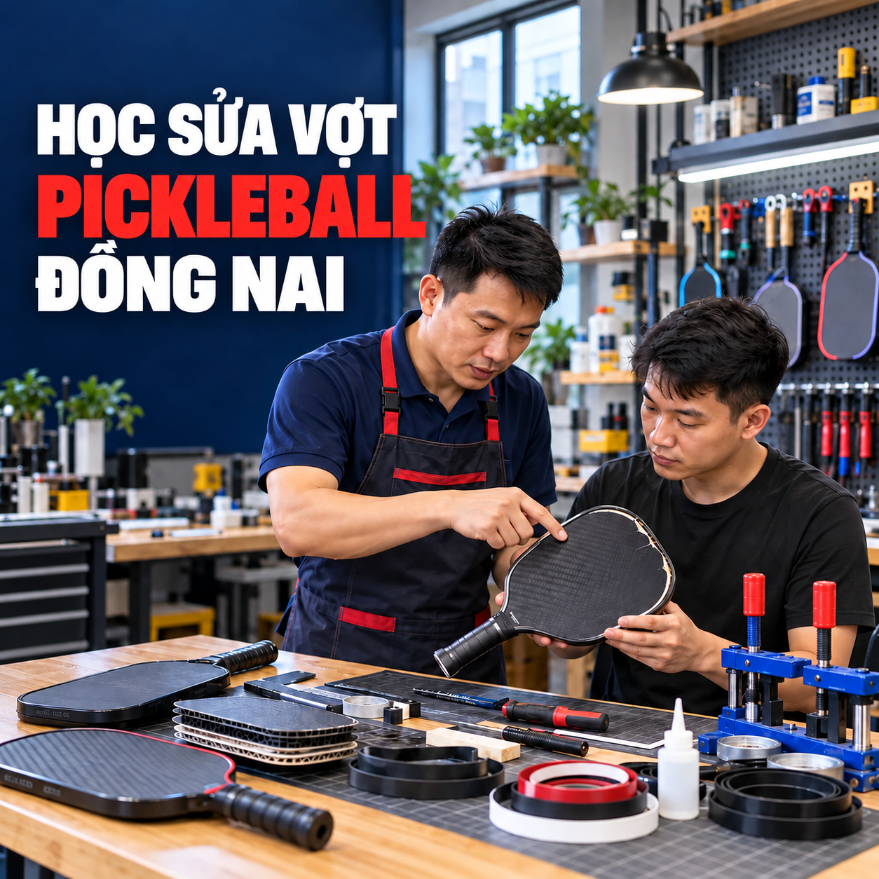 Học sửa vợt pickleball Đồng Nai: Khóa học thực hành từ cơ bản