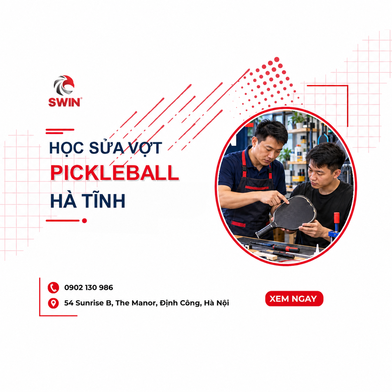 Học sửa vợt pickleball Hà Tĩnh: Khóa học thực hành từ cơ bản