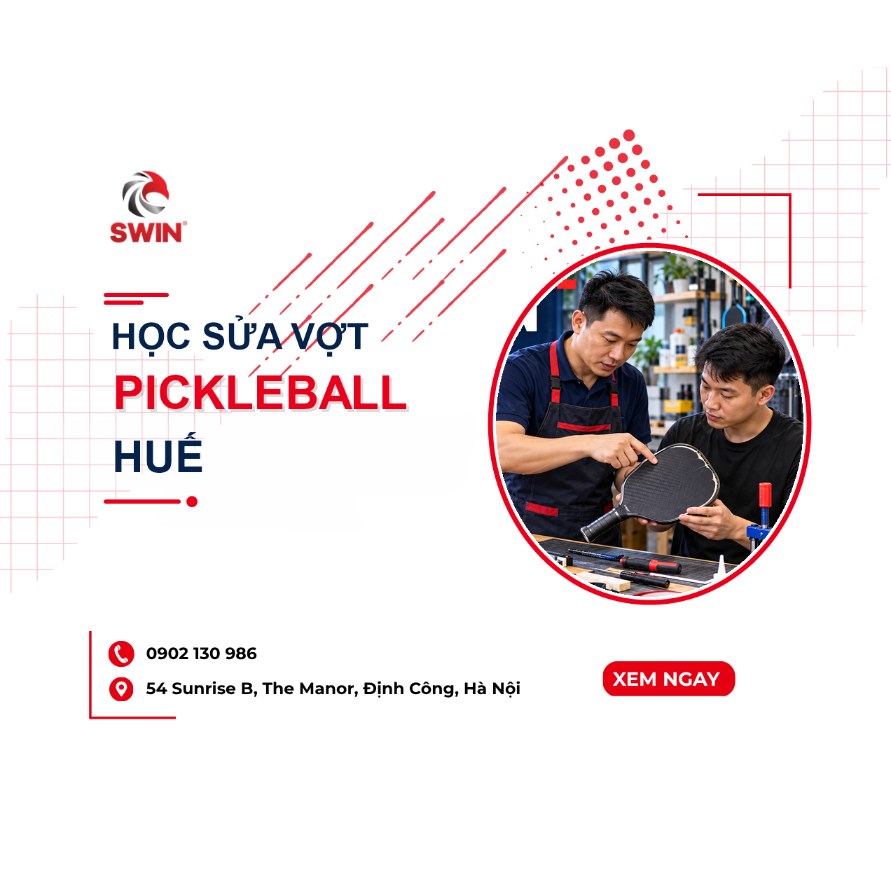 Học sửa vợt pickleball Huế: Khóa học thực hành từ cơ bản