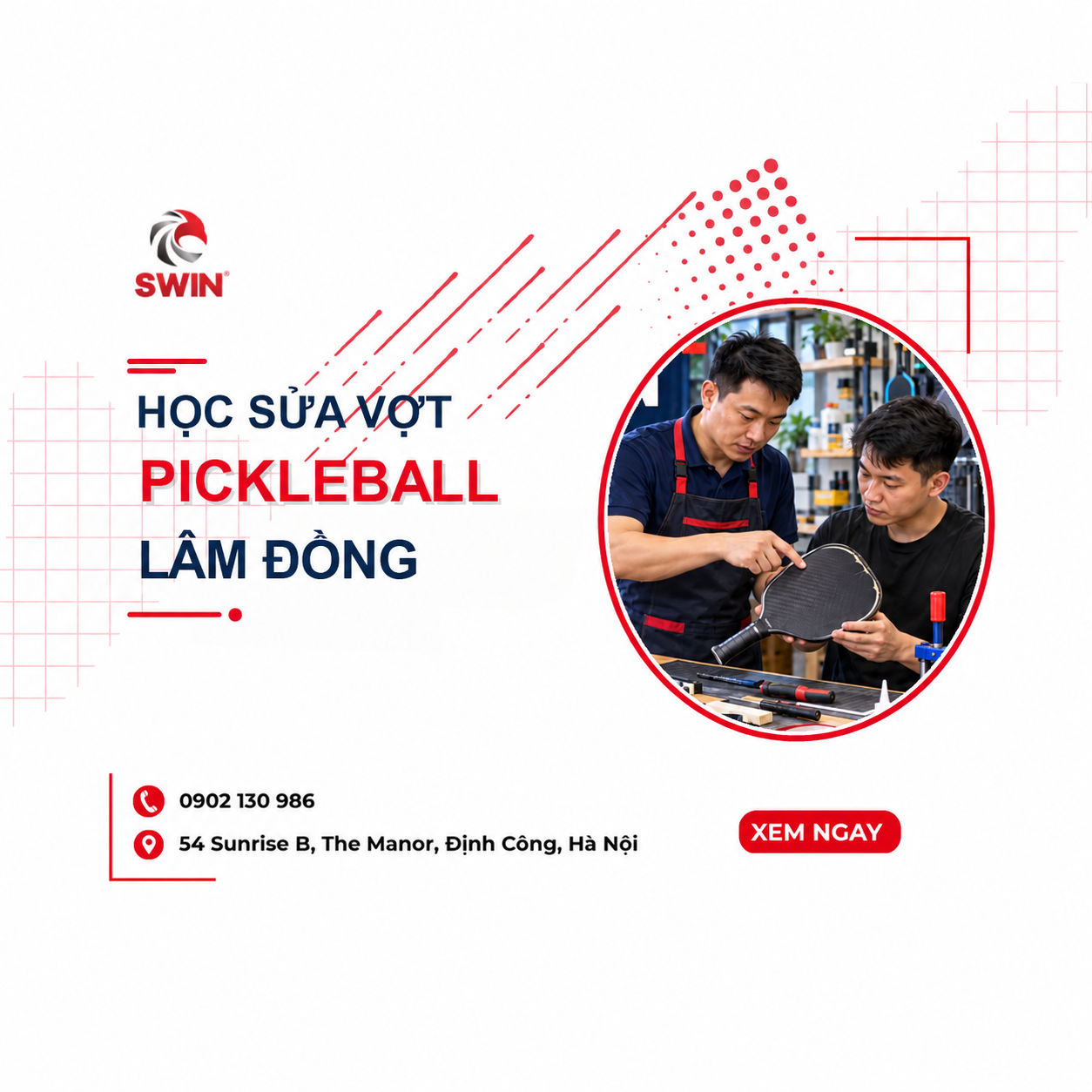Học sửa vợt pickleball Lâm Đồng: Khóa học thực hành từ cơ bản