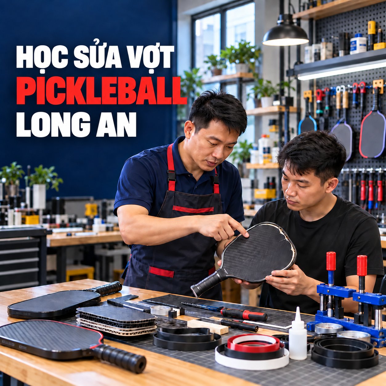Học sửa vợt pickleball Long An: Khóa học thực hành từ cơ bản