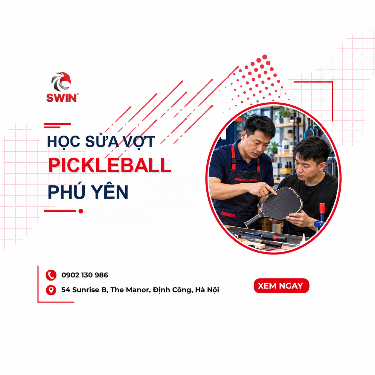 Học sửa vợt pickleball Phú Yên: Khóa học thực hành từ cơ bản