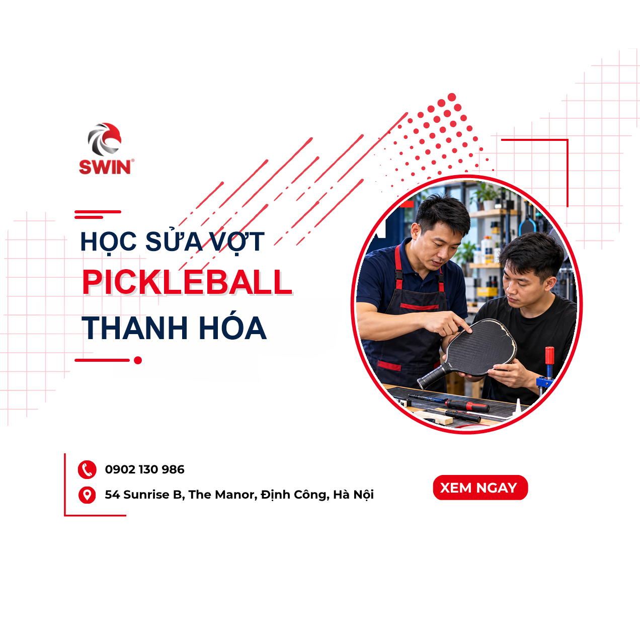 Học sửa vợt pickleball Thanh Hóa: Khóa học thực hành từ cơ bản