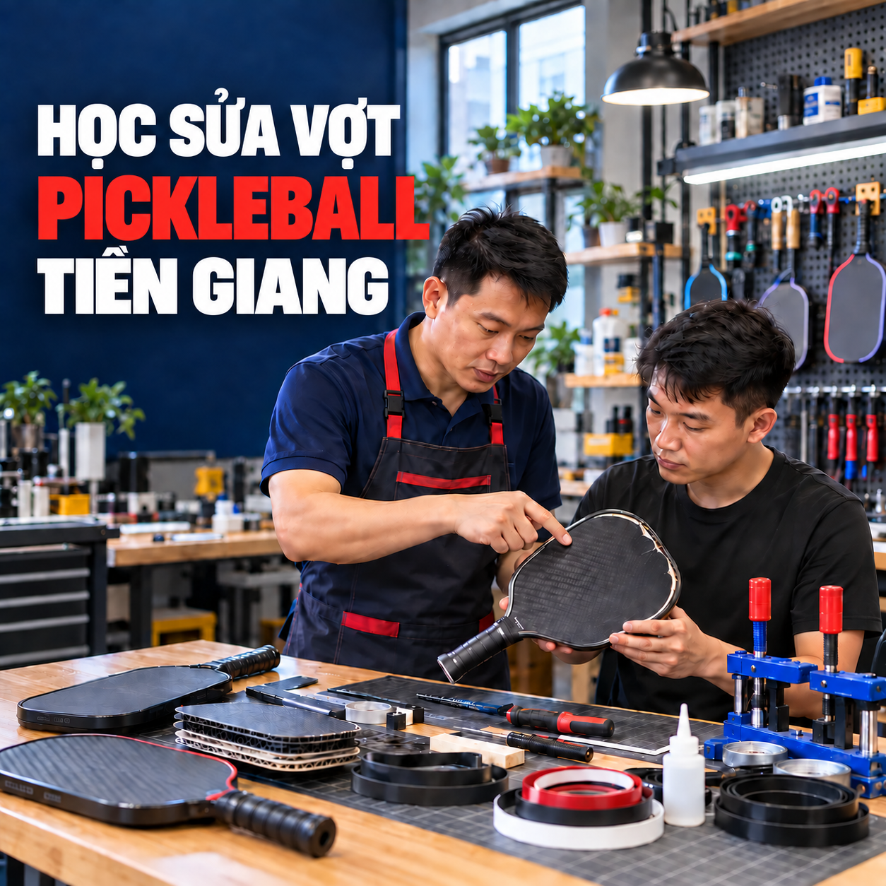 Học sửa vợt pickleball Tiền Giang: Khóa học thực hành từ cơ bản