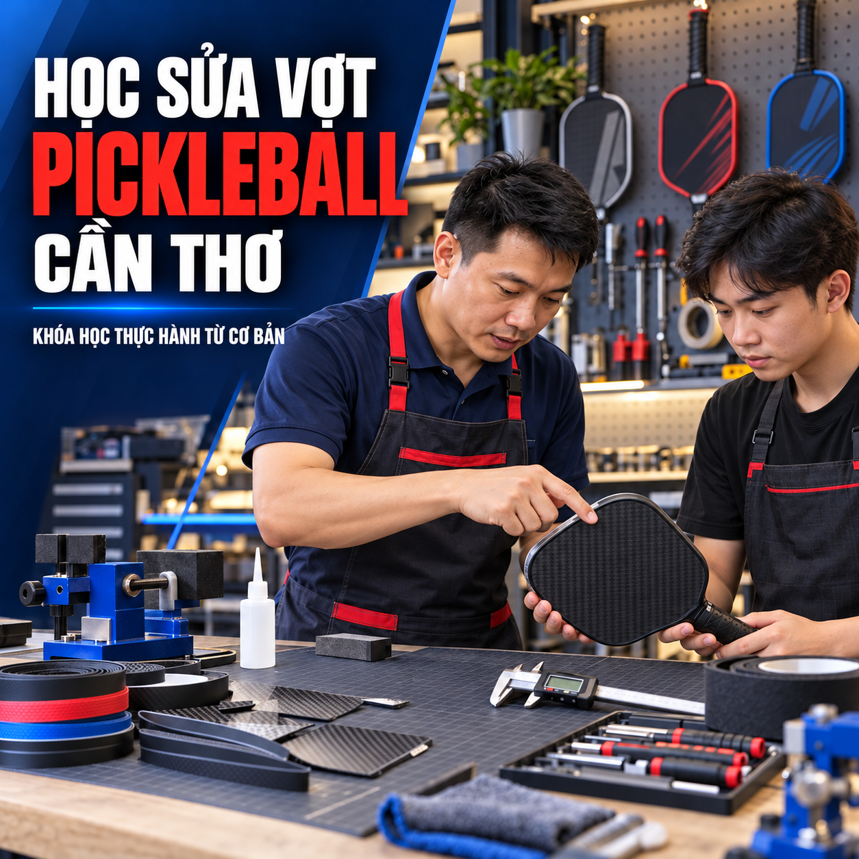 Học sửa vợt pickleball Cần Thơ: Khóa học thực hành từ cơ bản